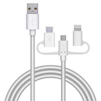 マイクロＢ＋ＴｙｐｅＣ＋ライトニング／１．２ｍ／白
