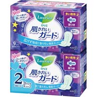 ロリエ肌きれいガード　夜用羽つき　９個入×２