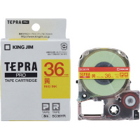 テプラ　ＰＲＯテープ　パステル黄ラベル３６ｍｍ赤字