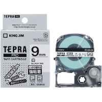 テプラＰＲＯテープ　強粘着白ラベル９ｍｍ黒文字×５