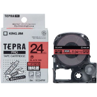 テプラ　ＰＲＯテープ　強粘着赤ラベル２４ｍｍ黒文字