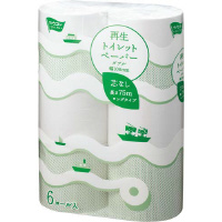再生トイレットペーパー　ダブル７５ｍ　６個