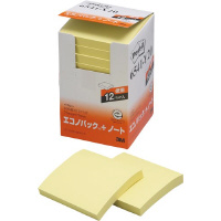 ポストイット　再生紙ノート　７５×７５　黄　１２冊