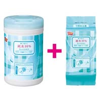 残りが見える純水９９％ウェットタオル　本体＋詰替