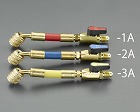 １／４”ｘ５／１６”　ボールバルブ付異径ホースアダプター（青）