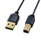 【サンワサプライ】極細USBケーブル　0.5m　USB2.0　USB　A-Bコネクタ　ブラック