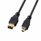【サンワサプライ】IEEE1394ケーブル（6pin-4pin・2m・ブラック）